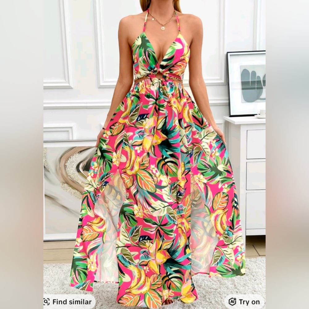 NWOT Tropical Maxi Dress - 2XL